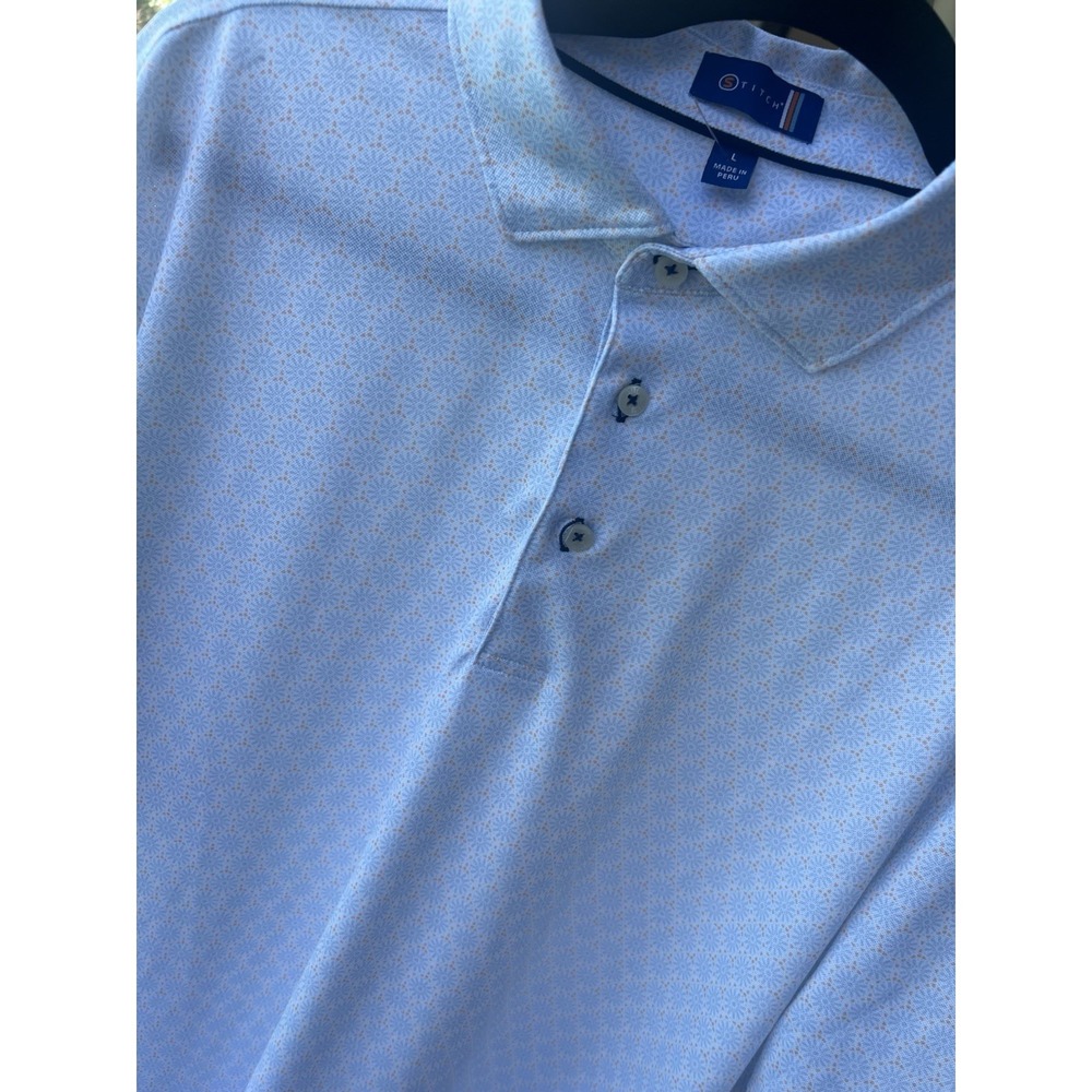 Stitch Golf Polo Shirt Mens Size Large  Performance Logo Stretch Geometric Print